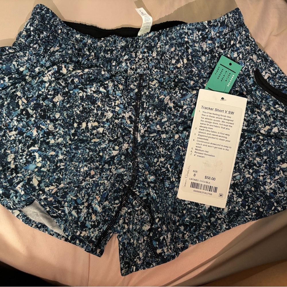 Lululemon Athletica Blue Patterned Athletic Shorts